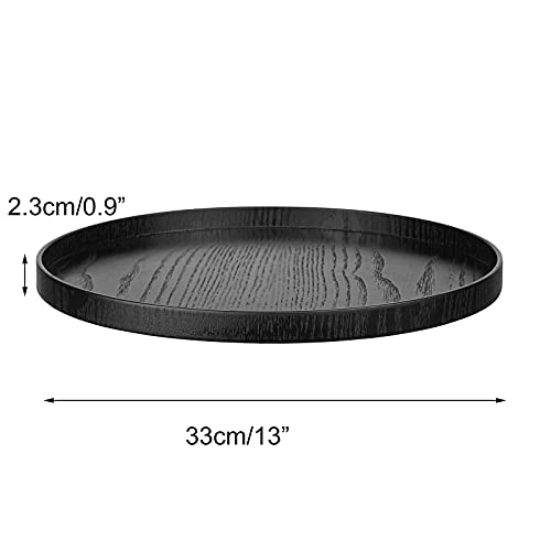 Round Solid Wood Serving Tray Extra Large Tea Coffee Snack Food Meals Serving Plate Non