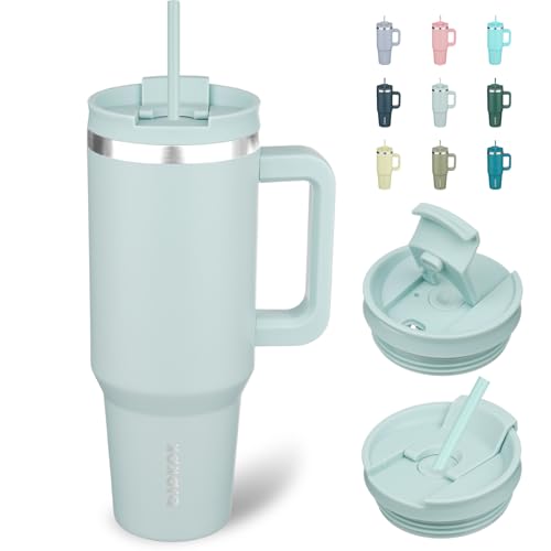 40 oz Insulated Tumbler with Handle & Straw