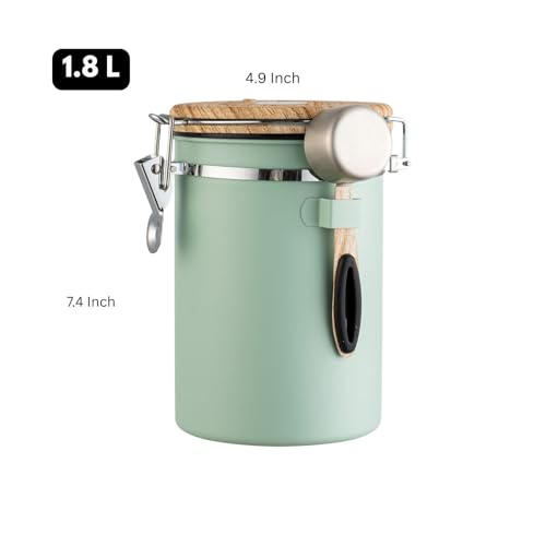 Airtight Coffee Canister 1.8L with Wooden Lid Scoop Set