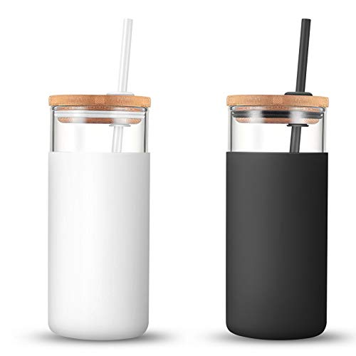 20 oz Glass Tumbler with Lids and Straws