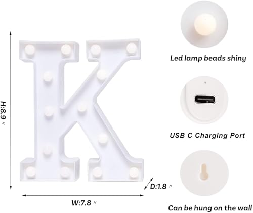 Rechargeable LED Letter Lights Sign Marquee Light Up Letters Sign for Night Light Wedding (27 Count)