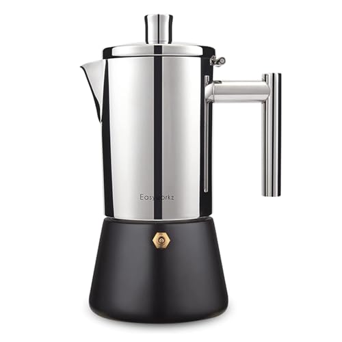 Diego Stovetop Espresso Maker Stainless Steel Italian Coffee Machine Maker 6Cup 10 oz Moka Pot Induction Espresso Pot