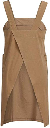 Cotton Linen Apron Cross Back Apron for Women with Pockets Pinafore Dress for Baking Cooking