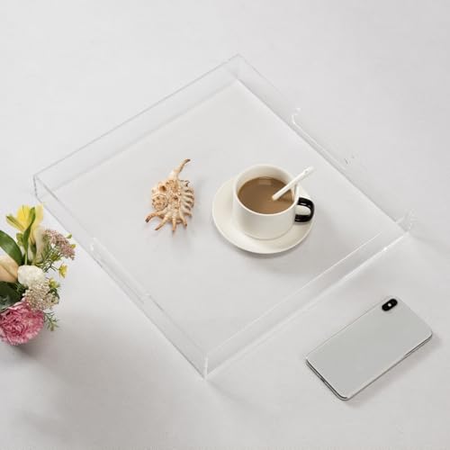 Clear Sturdy Acrylic Serving Tray with Handles