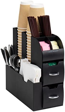 Mind Reader Cup and Condiment Station, Countertop Organizer, Coffee Bar, Kitchen, Stirrers, 5.35
