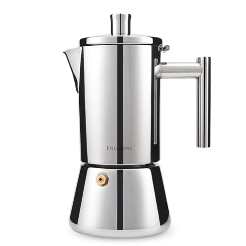 Diego Stovetop Espresso Maker Stainless Steel Italian Coffee Machine Maker 6Cup 10 oz Moka Pot Induction Espresso Pot