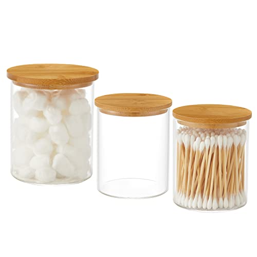 3 Pack Glass Qtip Holder Dispenser for Cotton Swab Ball (3 Count)