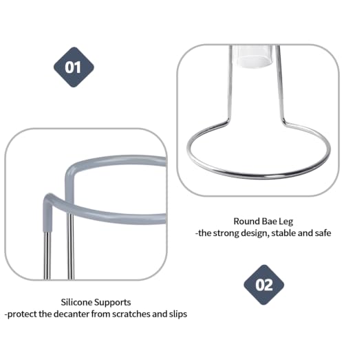 Wine Decanter Drying Stand with Rubber Coated Top to Prevent Scratches