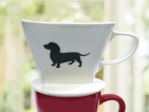 Dachshund Ceramic Coffee Pour Over or Dripper with Full Box of 40 Melitta Brown Size #2 Filters