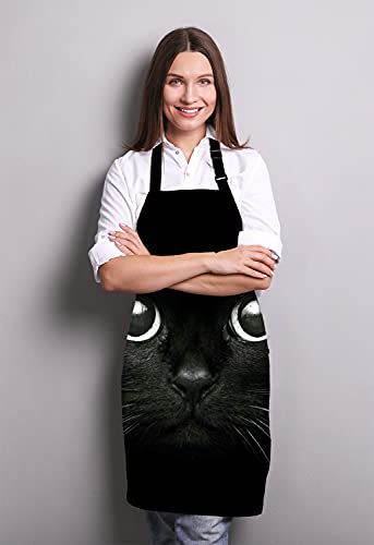 Black Cat Face Kitchen Cooking BBQ Chef Apron