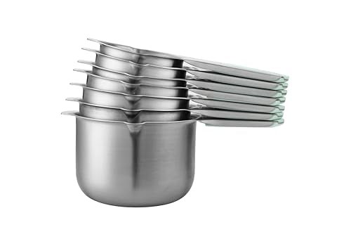 Magnetic Stainless Steel Measuring Cups Set of 7 Patented (7 Count)