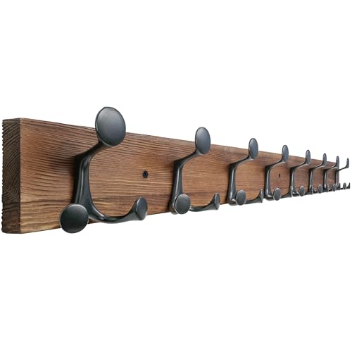 43 Inch Wood Coat Rack Wall Mount with 8 Triple Hooks
