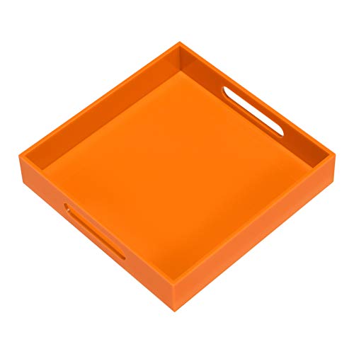 Orange Sturdy Acrylic Serving Tray with Handles