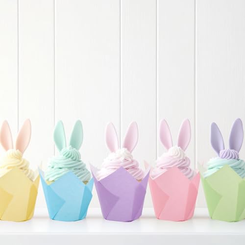 180Pcs Pastel Tulip Cupcake Liners Colorful Muffin Baking Cups Pink Blue Purple Yellow Orange Green Cupcake Wrappers for Spring Easter Holiday Party Supplies (180 Count)