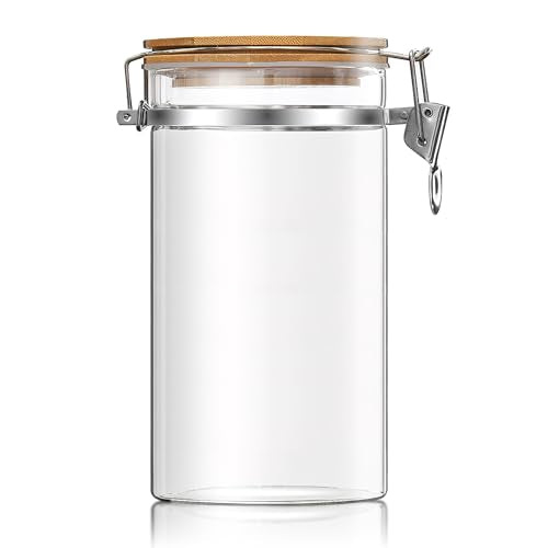 47 oz 1350ml Clear Glass Storage Canister with Airtight Bamboo Lid