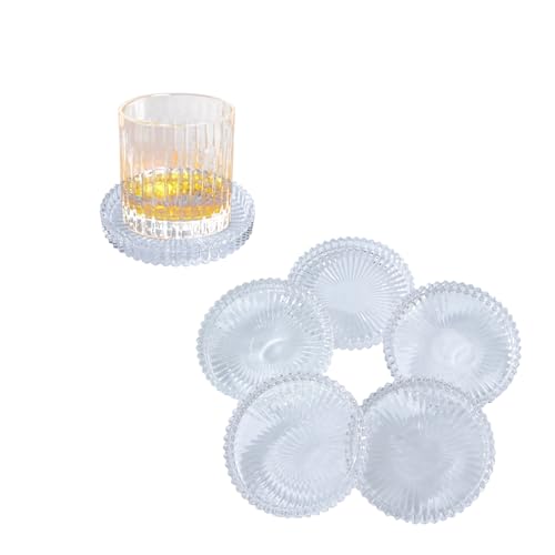 Crystal Glass Coaster 6 Pack Round Cup Drinks Coasters (6 Count)