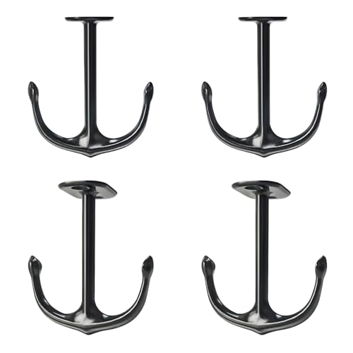 Anchor Shape Zinc Alloy Double Prong Ceiling Hooks (4 Count)