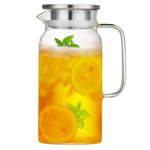 42OZ Glass Pitcher with Lid and Spout