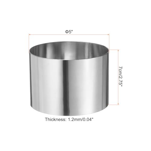 Round Cake Ring 5 x 2.75 Inch Seamless Stainless Steel Pastry Mousse Dessert Ring Mirror Coating for Baking Cooking Making Tool
