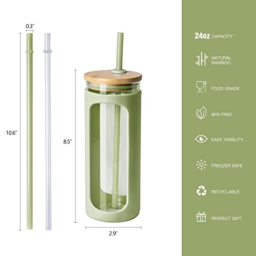 20oz Glass Tumbler with Straw and Lid