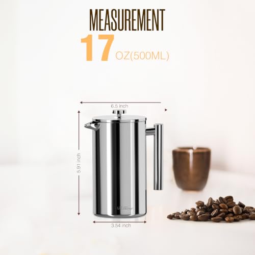 304 Grade Stainless Steel French Press 17 Oz