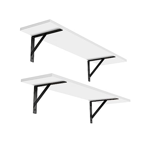 Wall Shelves 23.6" Long Floating Shelves with Metal Brackets (2 Count)