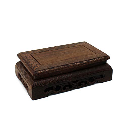 Primitives Rustic Rosewood Rectangle Display Stand Vase Pot Base Fishbowl Pedestal Stand