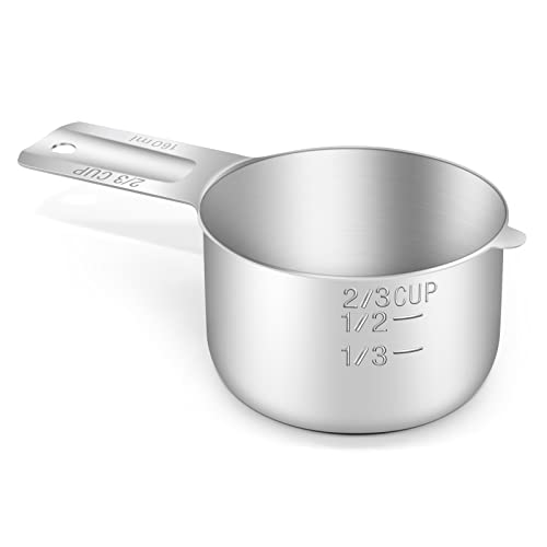 1PCS 2/3CUP(160ml, 5.3oz) Measuring Cup, 18/8 Stainless Steel Measure Scoop