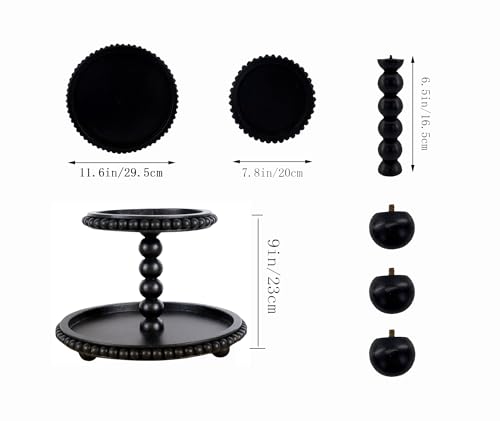 2 Tiered Tray Stand Display Farmhouse Tiered Tray with Beads Home Decor