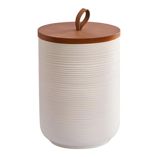 Food Storage Jar Strong Ceramic Canisters With Airtight Wooden Lid 44 oz