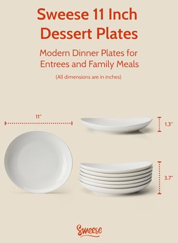 Porcelain 11 Inch Dinner Plates Set of 6 (6 Count)