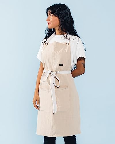 Linen Kitchen Apron for Cooking