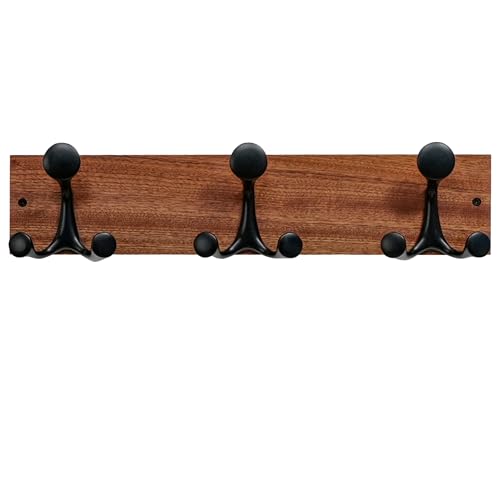 17 Inch Wood Coat Rack Wall Mount with 3 Triple Hooks