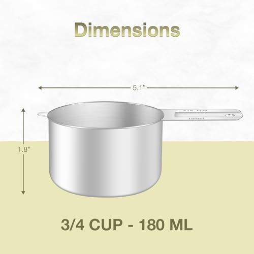 2PCS 3/4Cup (180ml, 6oz) Measuring Cup, Etched Inner Scale Measure Scoop