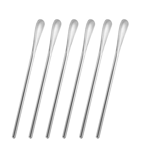 6-Pack 6.2" / 15.8cm 304 Stainless Steel Long Handle Stirring & Mixing Spoon – Reusable Bar Tool for Coffee, Tea, Iced Drinks & Cocktails (6 Count)