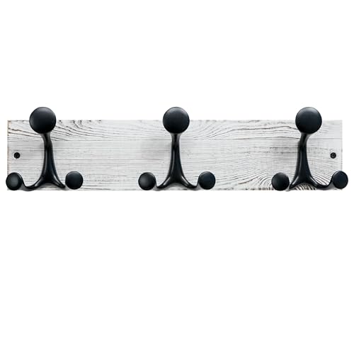 17 Inch Wood Coat Rack Wall Mount with 3 Triple Hooks