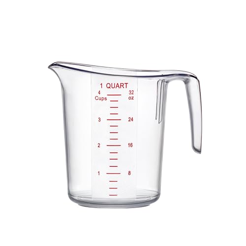 Melissa - 32-Ounce Plastic Measuring Pitcher (1-Pack), 4-Cup (1-Quart) Food-Grade Measuring Jug, Unbreakable, Stackable, Dishwasher-Safe, Great for Oil, Vinegar, Flour, and More