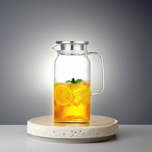 42OZ Glass Pitcher with Lid and Spout