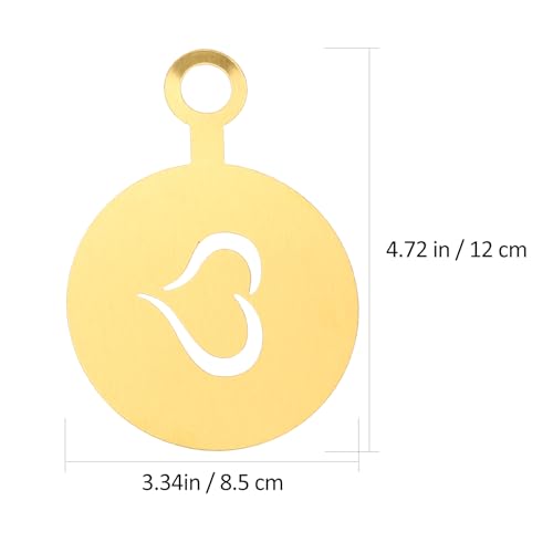4pcs Golden Practical Latte Stainless Steel Reusable Stencils Mould Sugar DIY Baking Art Gold Decorating Cake Milk Cappuccino Templates Painting Tool Sieve Pattern Coffee Store (4 Count)
