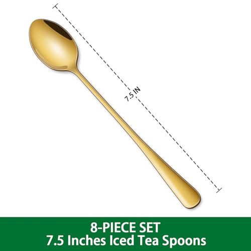 7.5 Inch Gold Iced Tea Spoons (8 Count)
