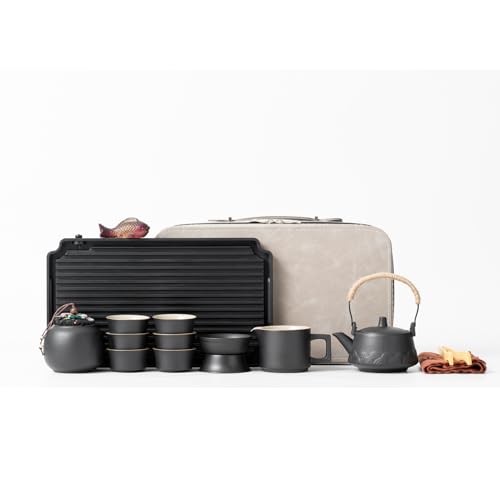 15 Piece Gongfu Tea Set with Tea Tray & Color (8 Ounce)