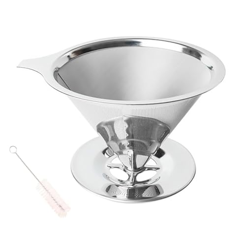Pour Over Coffee Dripper Stainless Steel Coffee Filter Metal Cone Filter Extra Fine Wire Mesh Reusable Coffee Filter Coffee Maker (2 Count)