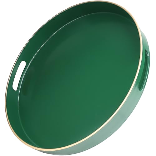 Green Round Decorative Tray with Handles
