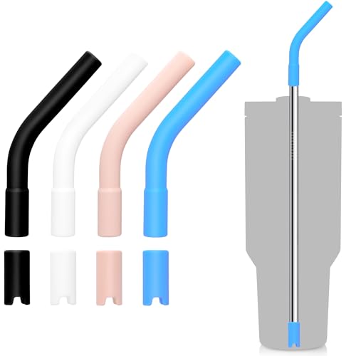 4 Set Silicone Straw Tips with Bottom Tub Compatible with Stanley Yeti (4 Count)