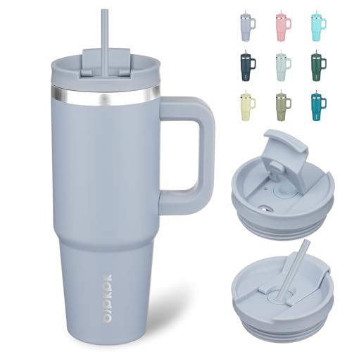 30 oz Insulated Tumbler with Handle & Straw