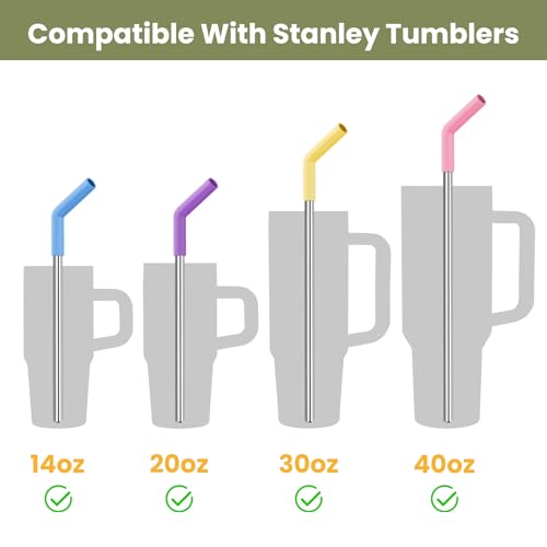 6 Pack Metal Straws with Silicone Tip Fit for Stanley 14 (6 Count)