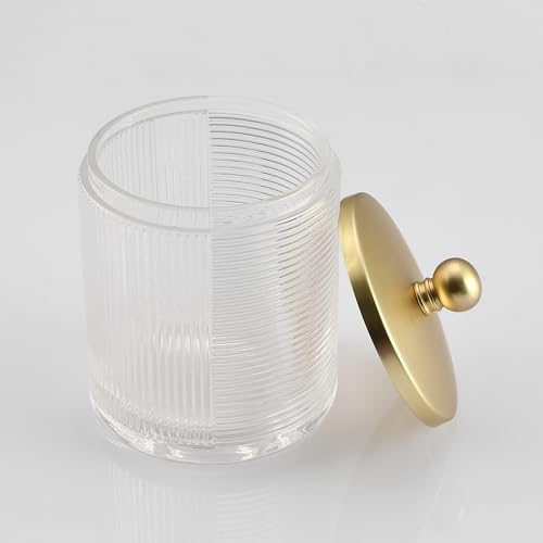 Clear Transparent Apothecary Ribbed Geometric Etched Glass Jar W