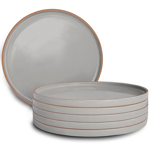 Ceramic Flat Dinner Plates Set of 6 (6 Count)