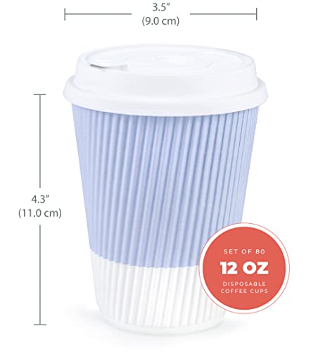 12 oz Disposable Travel Coffee Cups (80 Count)