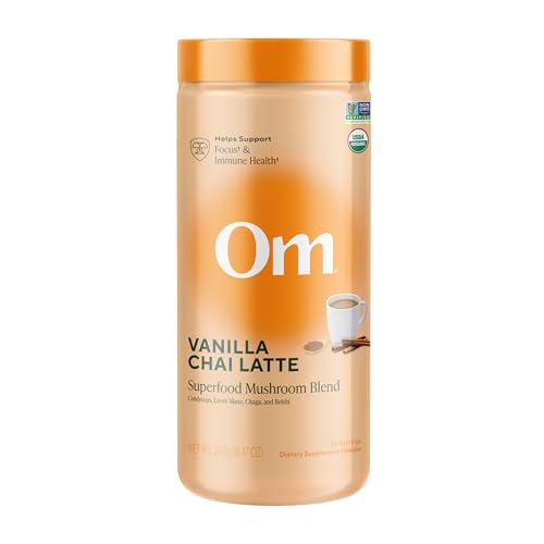 OM Mushrooms SUPERFOODS Creamy Vanilla Chai with Organic Adaptogenic Mushrooms for Energy (8.47 Ounce)